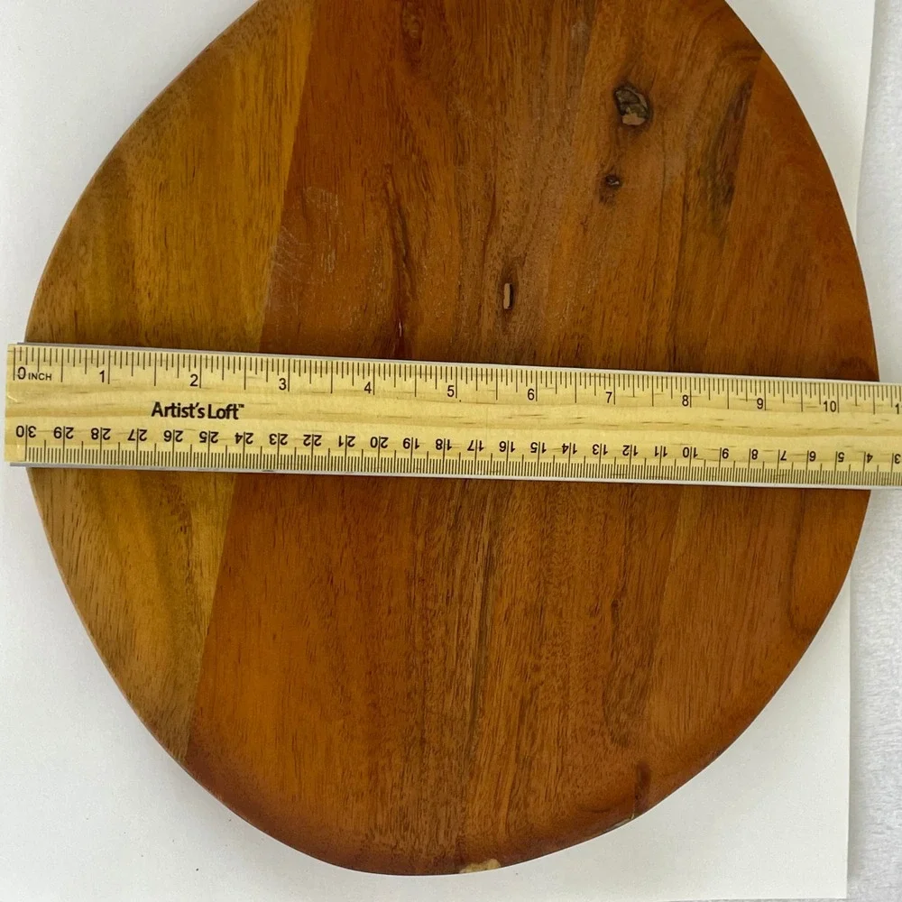 Crate‎ & Barrel Byhring Wood Platter Round Serving Tray Brown 577-374 India